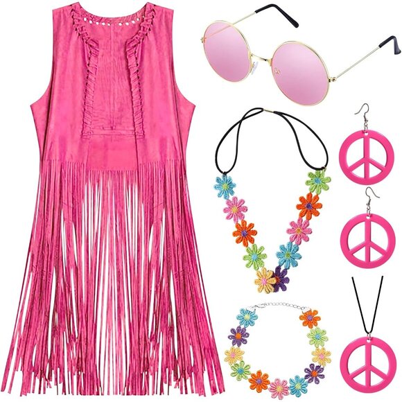 Other - Vintage 70s Hippie Fringe Vest Women's Costume Outfits Accessories